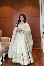 MOST TRENDING OFF WHITE COLOR EMBROIDERY SEQUENCE WORK ANARKALI SUIT