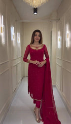 TRENDING FESTIVE SPECIAL EMBROIDERED KURTI, PANT & DUPATTA