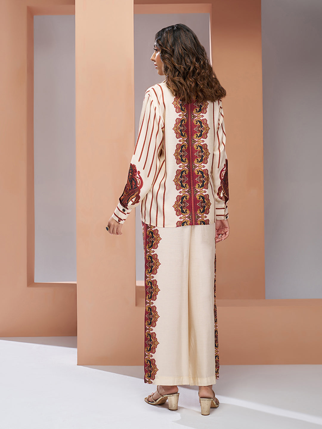 Premium Cream Pure Muslin Silk Co-Ord Set for Women