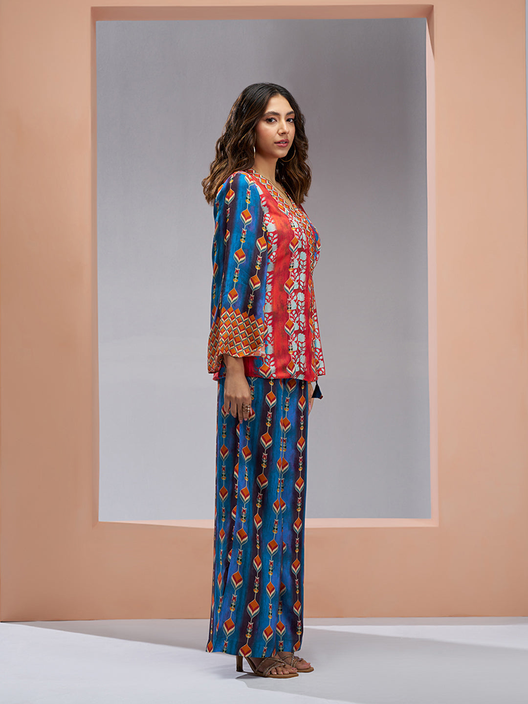 Navy Blue Luxury Muslin Silk Designer Co-Ord Set for Women