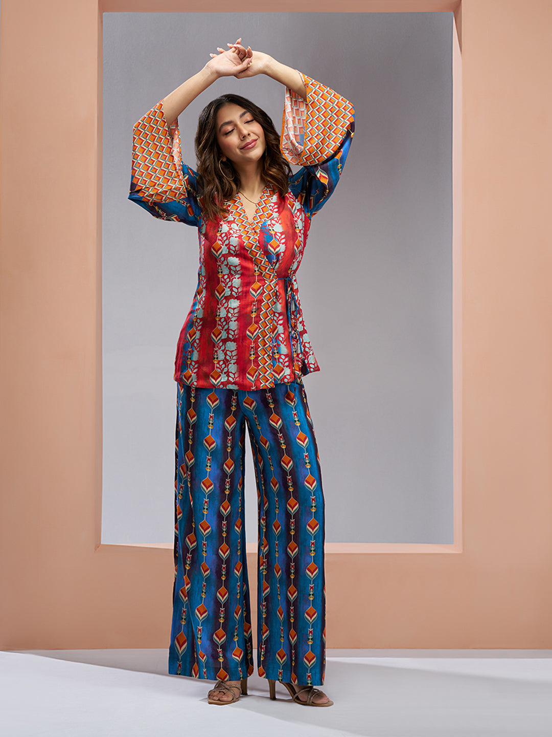 Navy Blue Luxury Muslin Silk Designer Co-Ord Set for Women