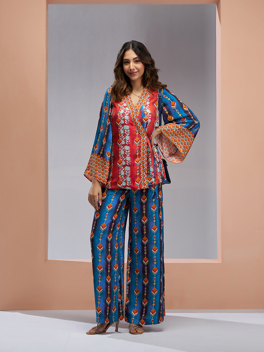 Navy Blue Luxury Muslin Silk Designer Co-Ord Set for Women