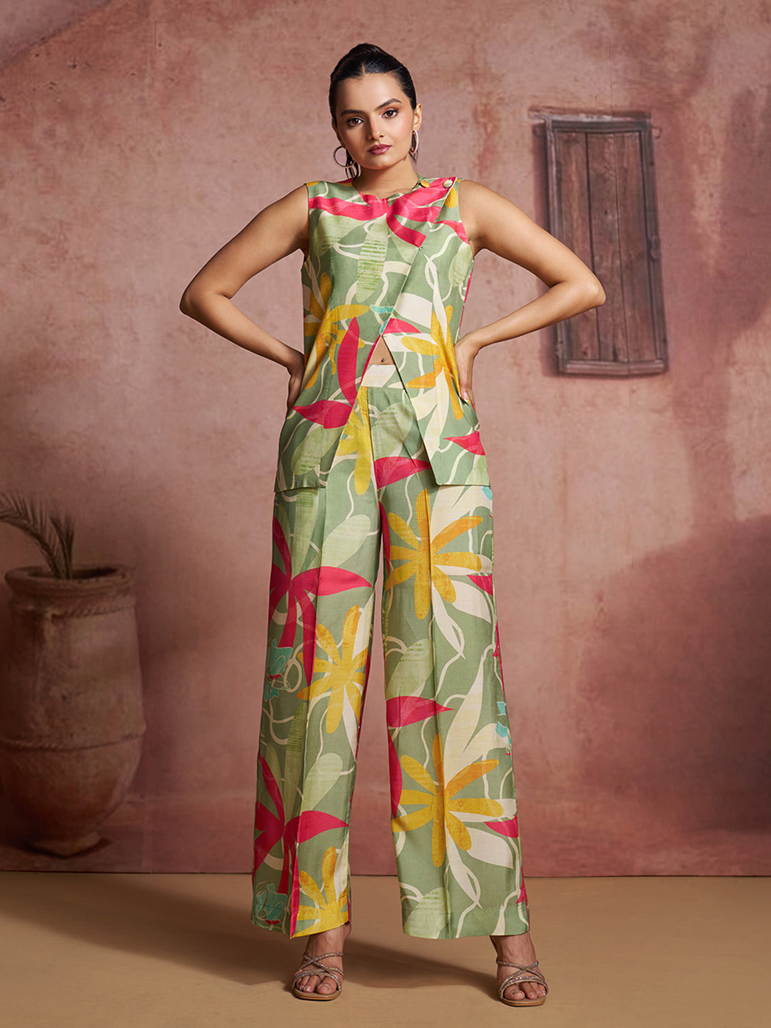 Premium Pure Muslin Silk Floral Co-Ord Set for Women