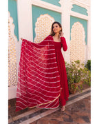 RED COLOR GEORGETTE BASE ANARKALI SUIT SET OF 3