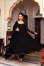 BLACK COLOR HAND WORK ANARKALI SUIT WITH DUPATTA