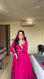 PINK RITUAL GEORGETTE BASE ANARKALI GOWN SET OF 3