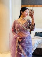 KRITIKA SINGH IN PLUSH PURPLE EMBROIDERED NET SAREE WITH BLOUSE