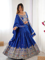 BLUE COLOR NATURAL CREPE SILK LEHENGA CHOLI