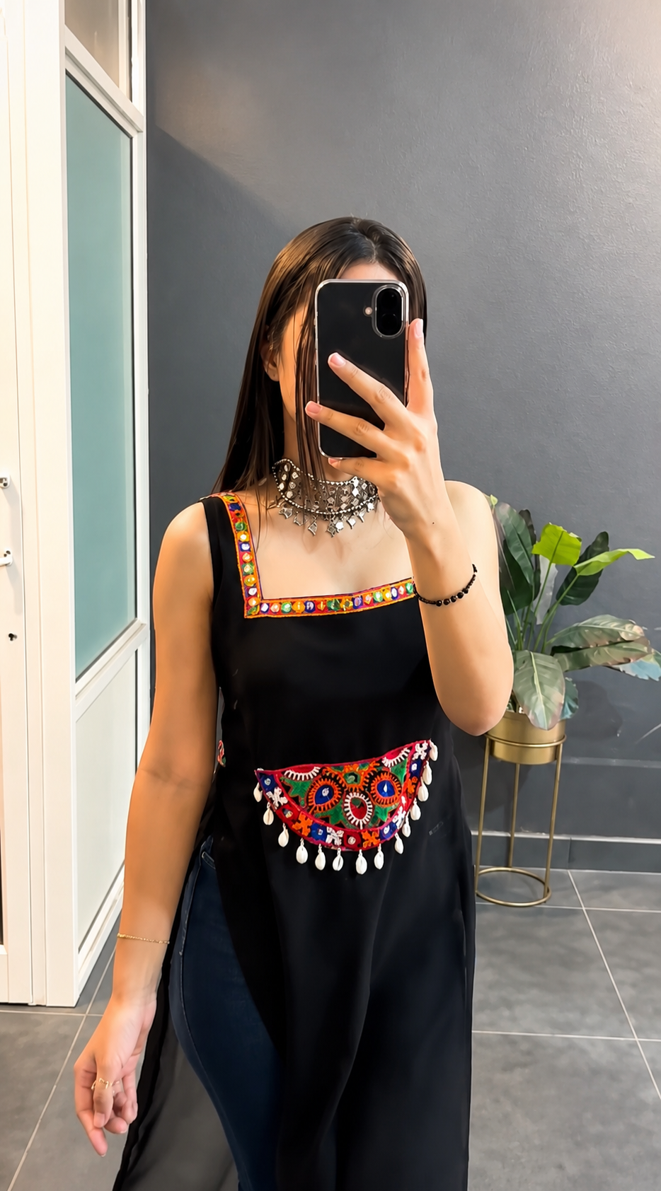STYLISH BLACK NAVRATRI KURTI WITH TRADITIONAL EMBROIDERY