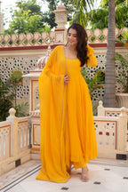 YELLOW COLOR PREMIUM HANDWORK ANARKALI SUIT SET