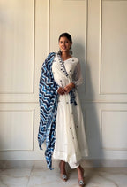 WHITE COLOUR GEORGETTE BASE EMBROIDERY WORK ANARKALI SUIT SET OF 3