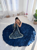 RAMA COLOR GEORGETTE FIVE LAYER RUFFLE STYLE ANARKALI SUIT