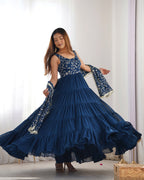 RAMA COLOR GEORGETTE FIVE LAYER RUFFLE STYLE ANARKALI SUIT