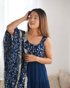 RAMA COLOR GEORGETTE FIVE LAYER RUFFLE STYLE ANARKALI SUIT