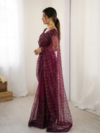 BLACK SOFT NET BEAUTIFUL DESIGNER SAREE