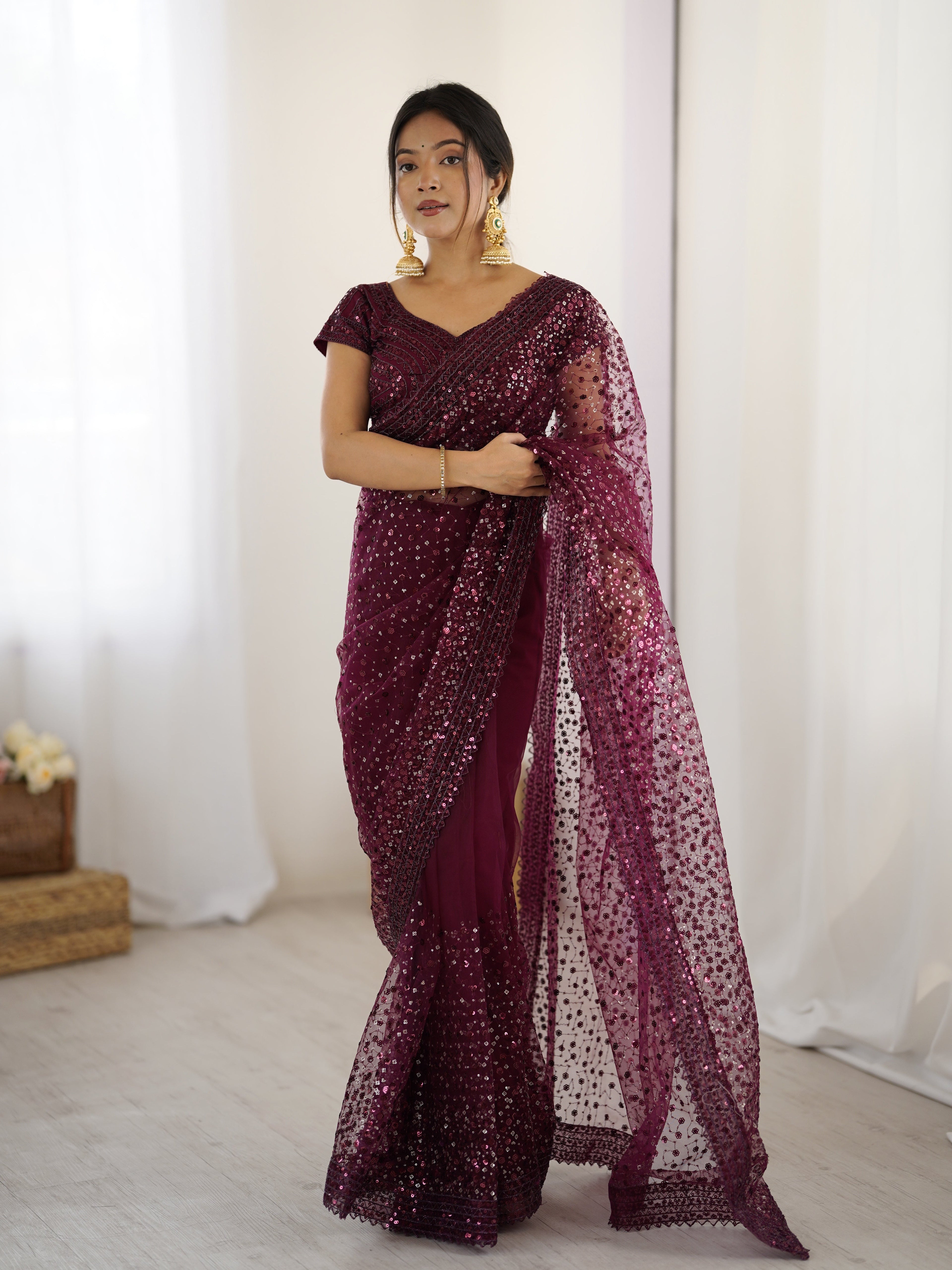 BLACK SOFT NET BEAUTIFUL DESIGNER SAREE