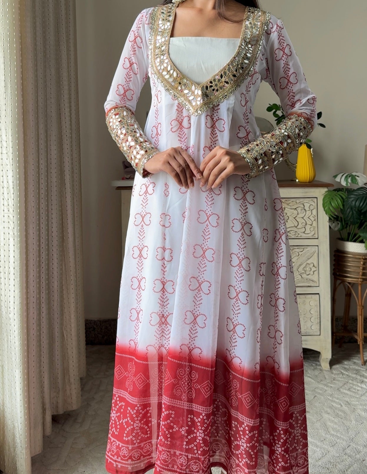 LAAL GULAB MIRROR WORK KURTA PANT SET