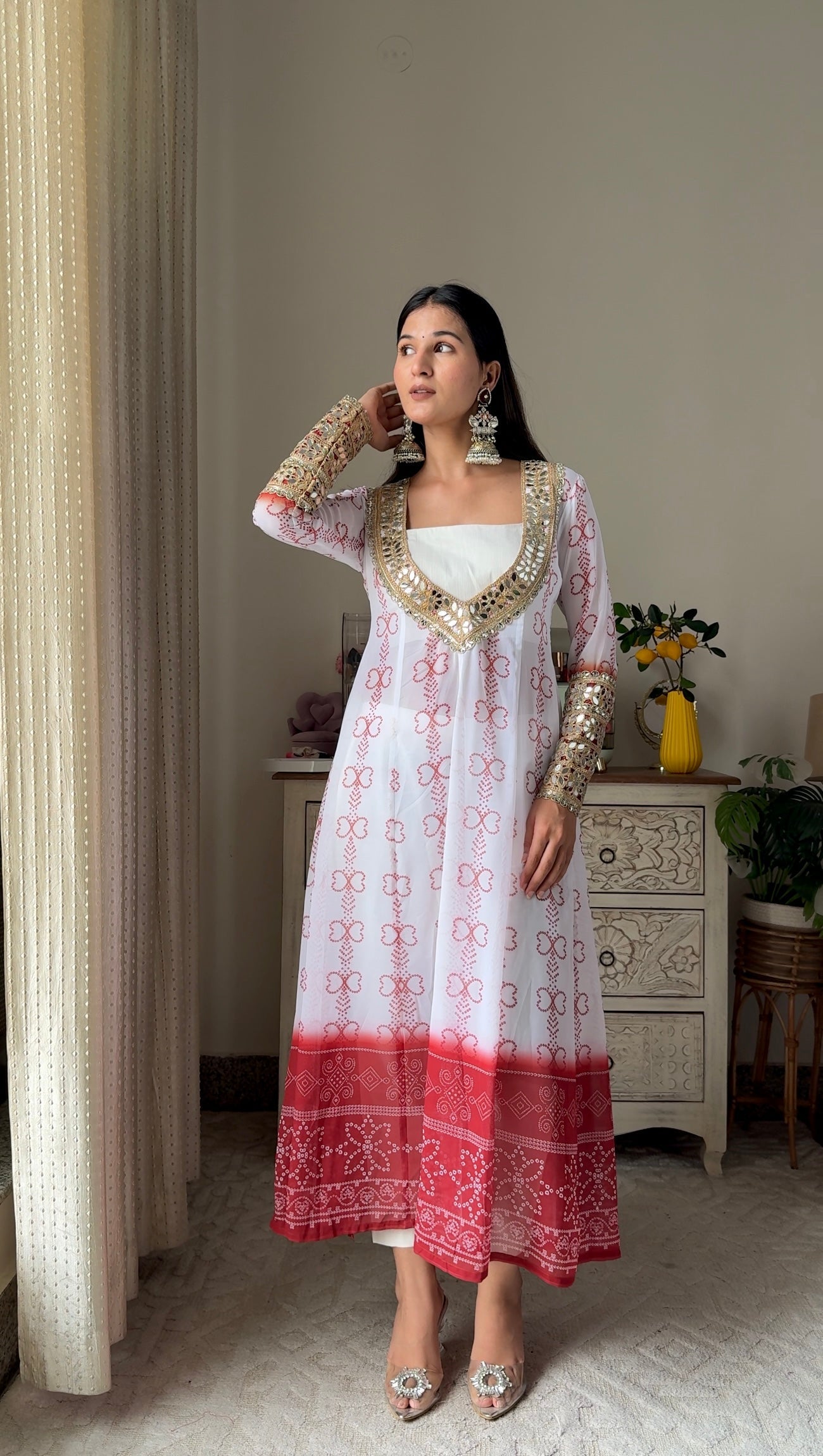 LAAL GULAB MIRROR WORK KURTA PANT SET