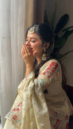 CHINON SILK HEAVY WORK OFF WHITE SHARARA SET OF 3