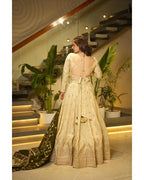 BEIGE COLOR SILKYANI SLAB FABRIC BASE HEAVY EMBROIDERY THREAD & SEQUENCE WORK LEHENGA CHOLI