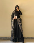 BLACK COLOR GEORGETTE THREE PIECE PLAZZO SUIT