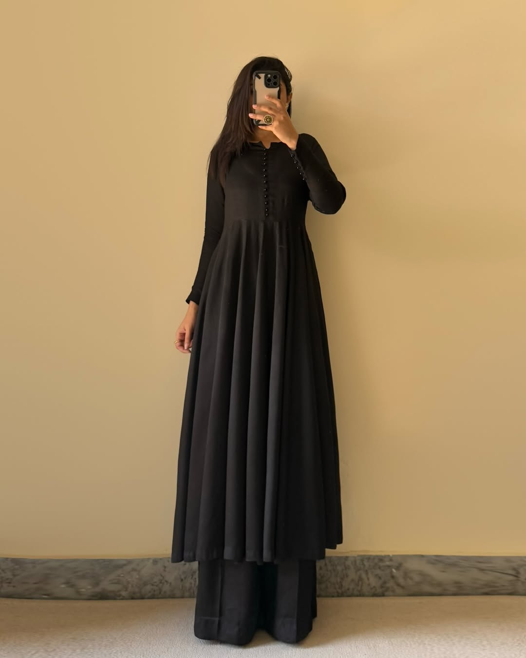 BLACK COLOR GEORGETTE THREE PIECE PLAZZO SUIT