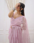 DESIGNER LOOK PINK COLOR KOTA CHEX SAREE