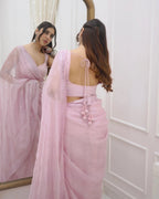 DESIGNER LOOK PINK COLOR KOTA CHEX SAREE