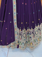 DARK PURPLE COLOR VICHITRA SILK BASE WEDDING SPECIAL FULLY STITCHED LEHENGA CHOLI