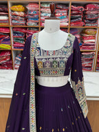 DARK PURPLE COLOR VICHITRA SILK BASE WEDDING SPECIAL FULLY STITCHED LEHENGA CHOLI