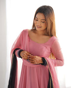 ONION PINK COLOR GEORGETTE BASE ANARKALI SUIT SET OF 3