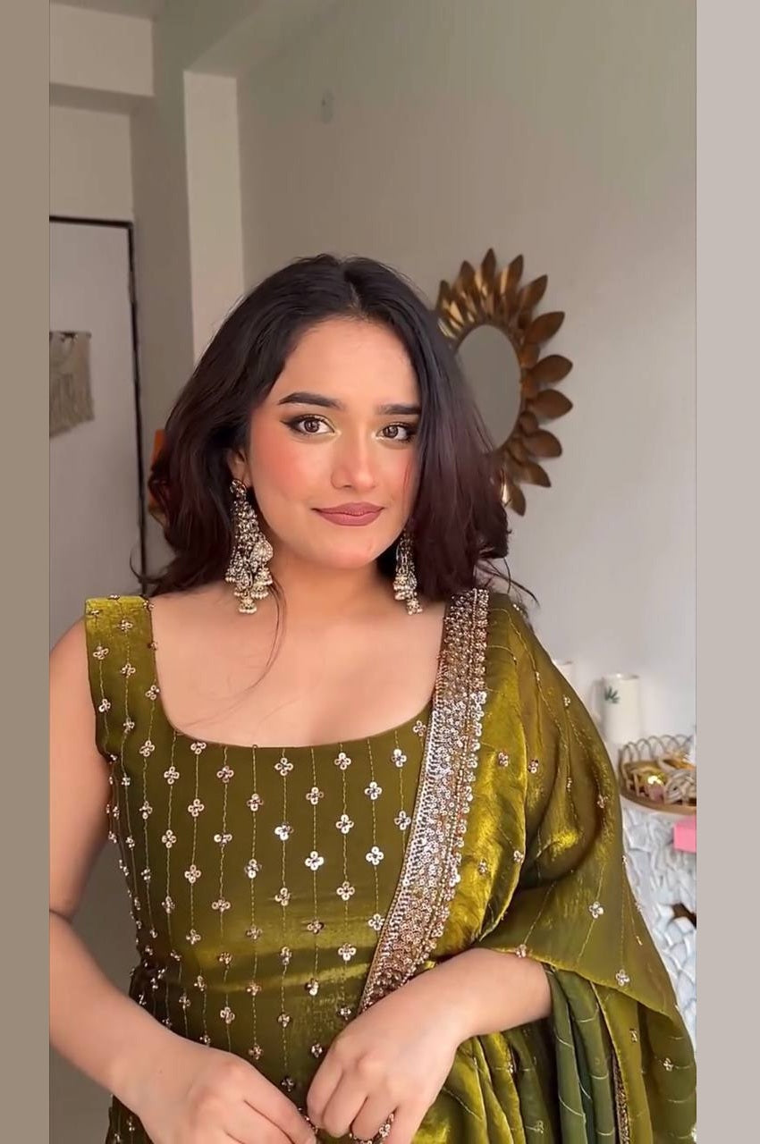 MEHNDI GREEN SUIT SET BY ETHNICVOUGE