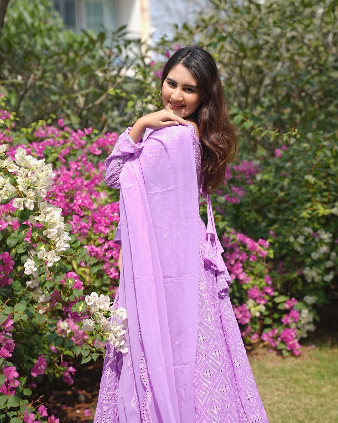 LAVENDER COLOR EMBROIDERY WORK ANARKALI GOWN WITH DUPATTA
