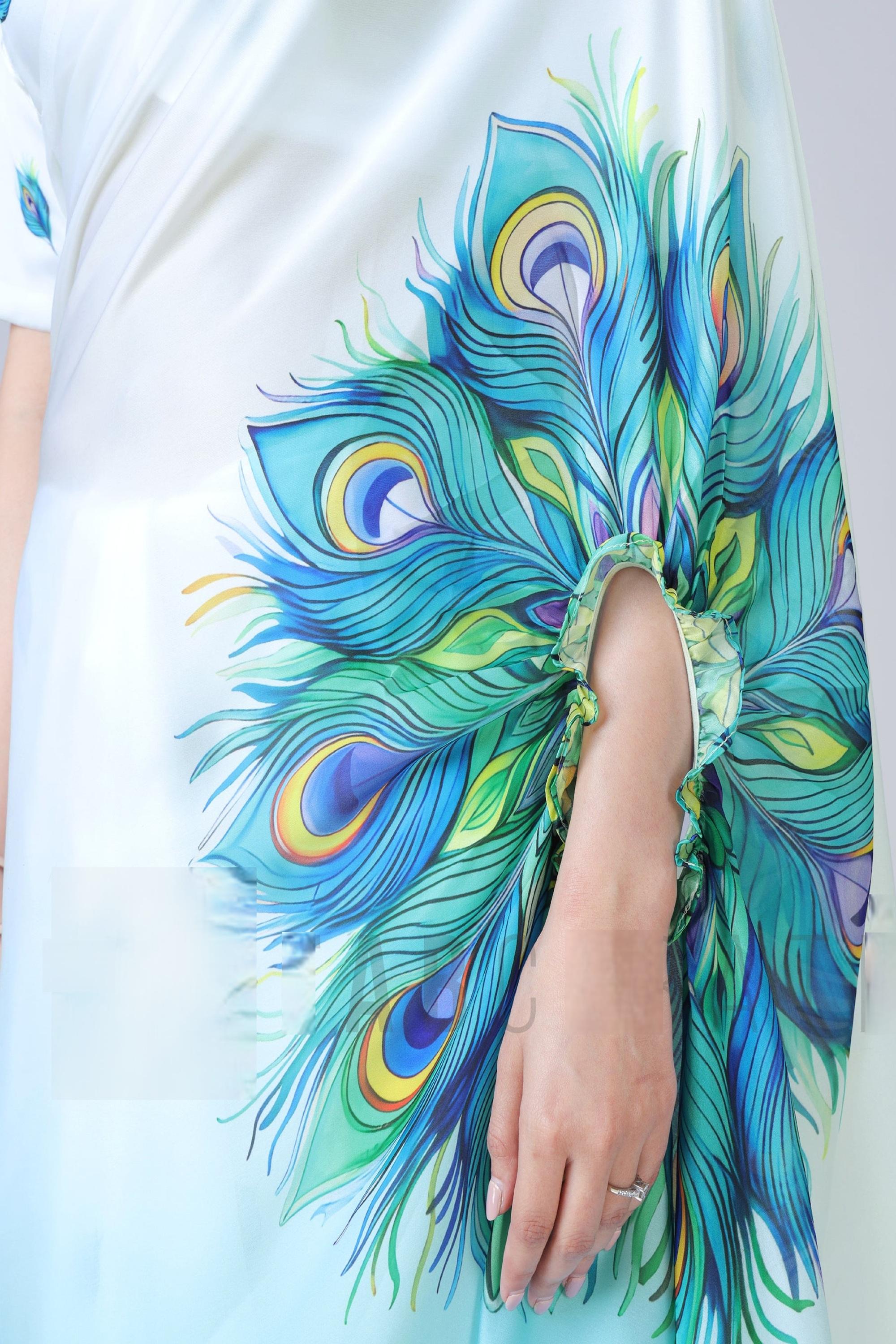 BLUE FEATHER OMBRE FREEHAND SAREE