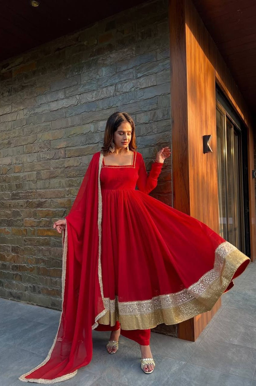 RED WEDDING WEAR ANARKALI GOWN