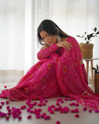 PINK BANDHEJ CHIFFON PRE DRAPPED SAREE