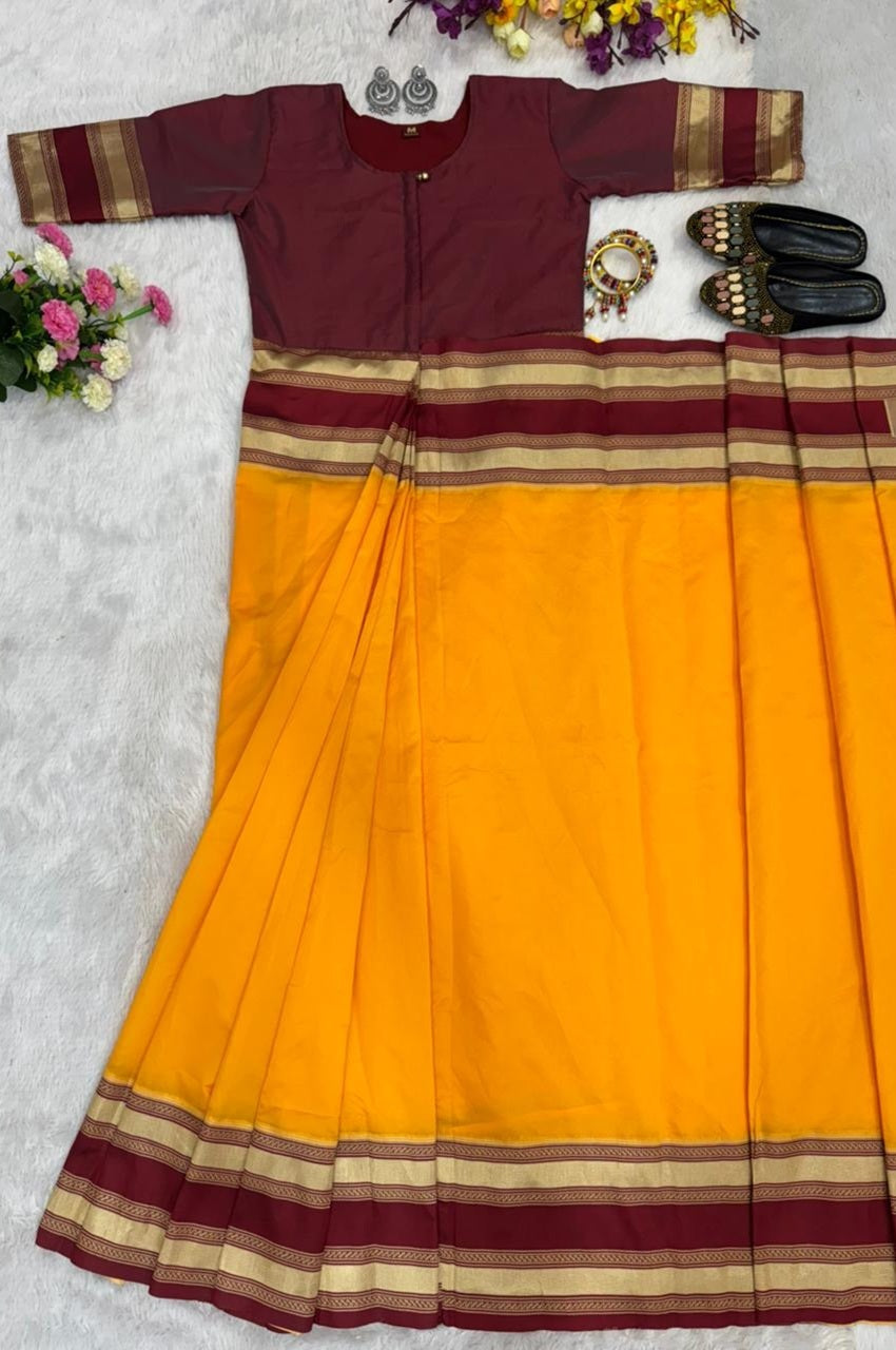 ORANGE COLOR ZIP & GO SAREE