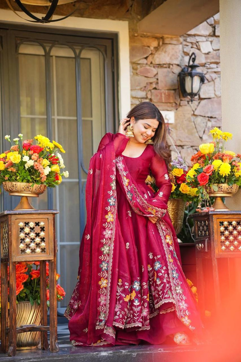 KEILLOW FLORAL ANARKALI SUIT SET OF 3