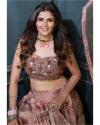 MULTI COLOR DIGITAL PRINT ORGANZA SILK LEHENGA CHOLI