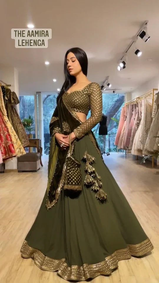 WEDDING SPECIAL GREEN COLOR HEAVY WORKED LEHENGA CHOLI