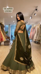 WEDDING SPECIAL GREEN COLOR HEAVY WORKED LEHENGA CHOLI