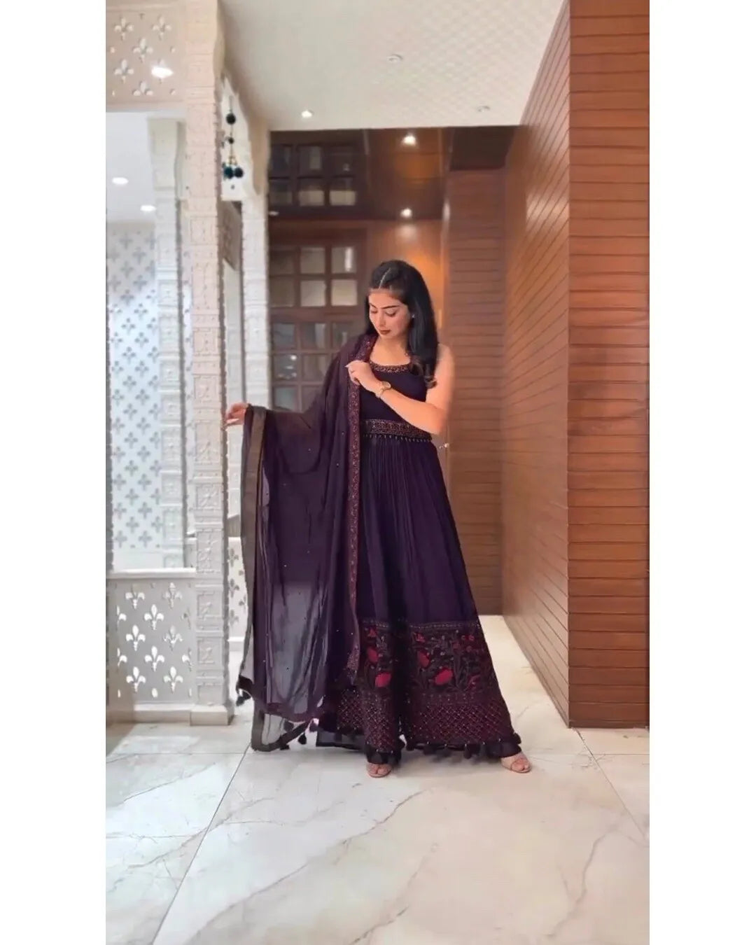 WINE COLOR NYRA CUT DESIGNER ANARKALI SUIT