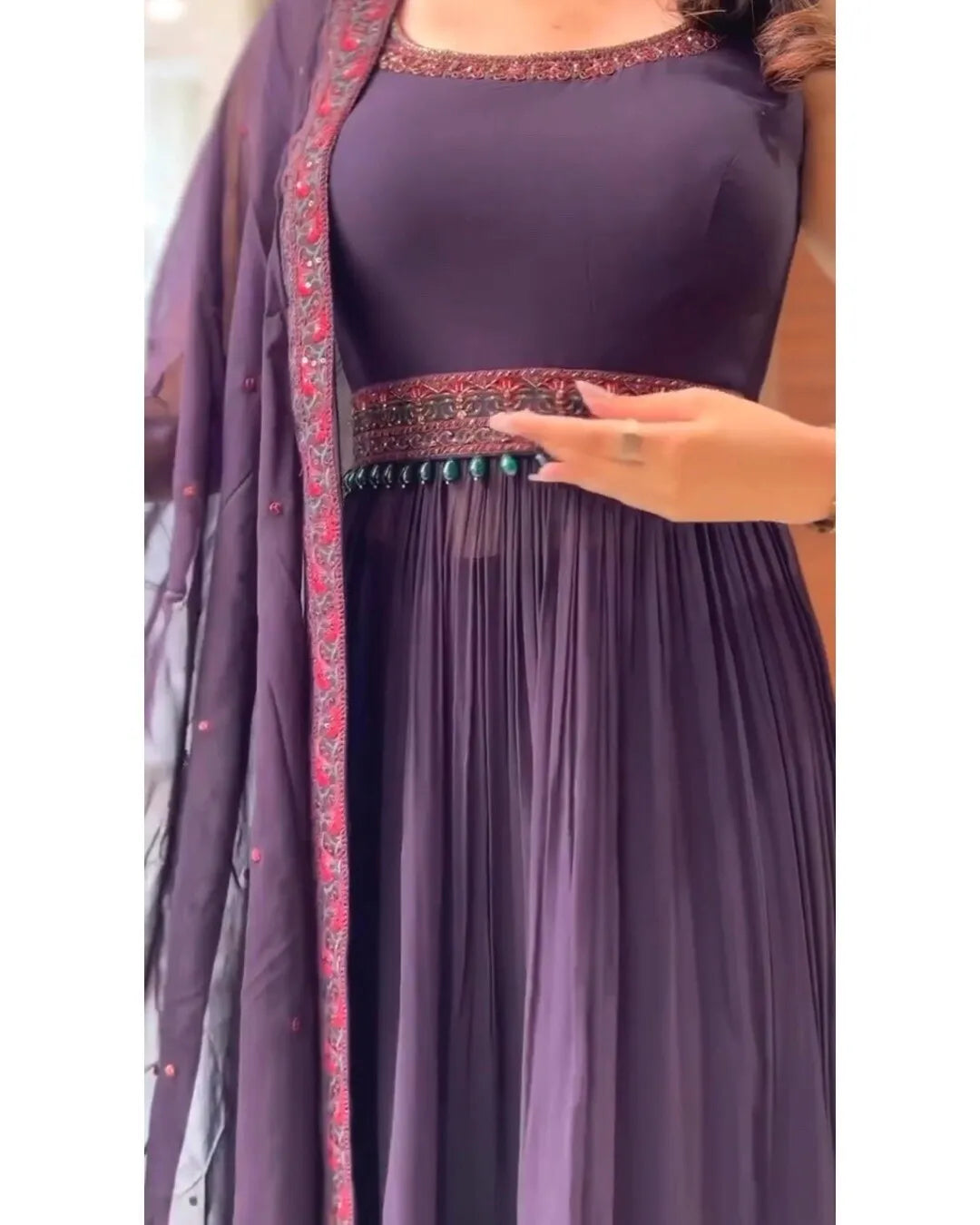 WINE COLOR NYRA CUT DESIGNER ANARKALI SUIT