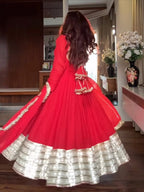 MAHARANI RED COLOR GEORGETTE BASE ANARKALI SUIT SET OF 3