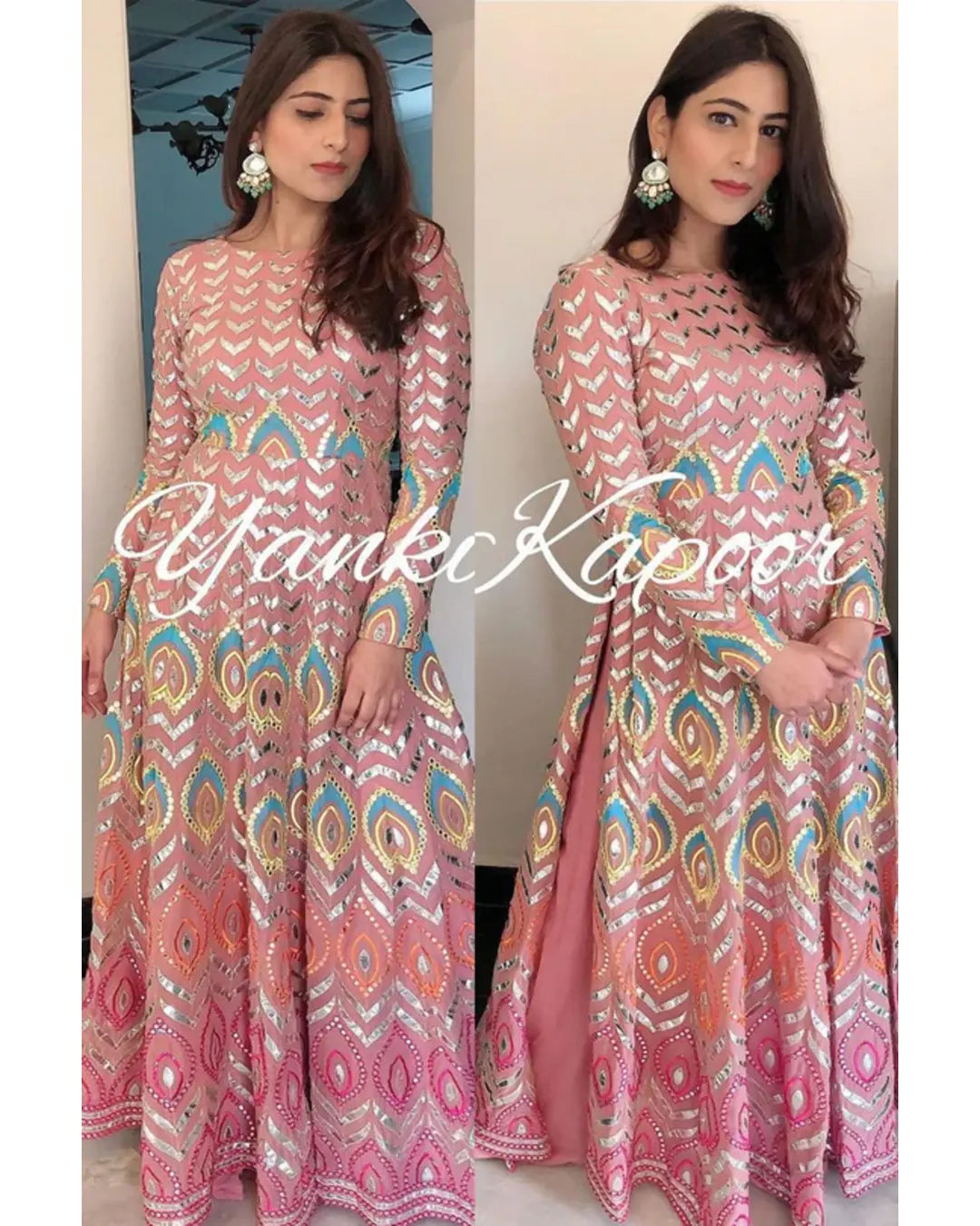 PEACH YANKITA KAPOOR RAINBOW ANARKALI SUIT