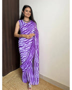 ATTRACTIVE PURPLE SHADE DESIGNER GEORGETTE BASE PRE DRAPPED GOWN SAREE