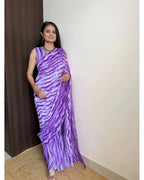 ATTRACTIVE PURPLE SHADE DESIGNER GEORGETTE BASE PRE DRAPPED GOWN SAREE
