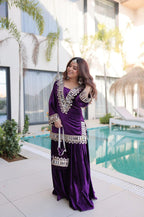 ROYAL ICE PURPLE VELVET SUIT SET