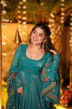 CRUSHED SILK ANARKALI SUIT SET