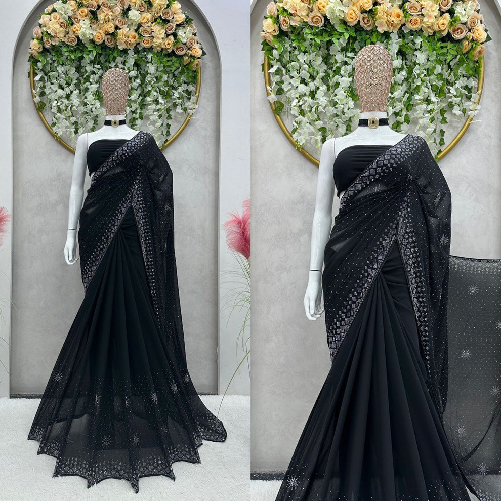 BLACK COLOR BOLLYWOOD GEORGETTE SAREE